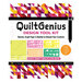 Front of QuiltGenius Design Tool Kit packaging showing what is included in the kit.