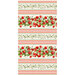 A summer themed strawberry and floral border stripe fabric