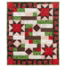 The completed Comfort of Psalms quilt in Vintage Rose, a collection of red, green, and cream floral fabrics, isolated on a white background.