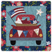 The completed Liberty Heights - Truck Mini Quilt, isolated on a white background.