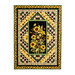 The completed Sunflower Splendor Panel Quilt in bright yellow, black, and grass green fabrics, isolated on a white background.