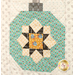 A super close up on a blue patchwork ornament, demonstrating fabrics and top quilting details.