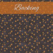 A swatch of mottled black fabric with small scattered orange stars. An orange banner reads 