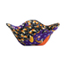 A single bowl cozy colored in bright Halloween fabrics, isolated on a white background.