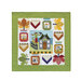 The completed Harvest Acres wall hanging bordered in green and isolated on a white background.