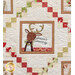 A super close up on one of the panel blocks, showing top quilting details on a stylized reindeer with the phrase 