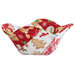 A completed Bowl Cozy colored in red and white baking themed fabrics from the Sugar Coated collection, isolated on a white background.