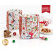 The two completed Holiday Bags in red, white, and green fabrics from the Sugar Coated collection, staged on a white table with coordinating decor and a plate of jam filled butter cookies.