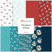 Collage of all of the fabrics included in the Woodland Wishes collection.