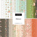 A collection of fabric squares labeled Abloom featuring floral and geometric patterns in various colors.