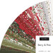 Fanned out collage of the fabrics included in the Berry And Pine Jelly Roll.