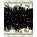 A border stripe fabric of Santa and his reindeer in various scenes in a winter forest.