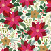 Floral pattern featuring pink and red poinsettias, holly, and green leaves on a cream background.