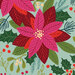 Colorful illustration of pink poinsettias and green foliage on a mint green background.