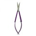 Purple-handled snipping tool with a curved blade.