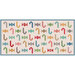 Colorful pattern of wrapped candy and candy canes on a light background with a decorative border.