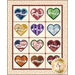 12 hearts embroidered with the name of each month and filled with a patchwork color scheme to match.