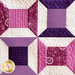 The fifth purple and white block in the Learn to Quilt Beginner Quilt
