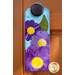 Door hanger kit for A-door-naments May with three purple pansies on blue.