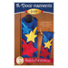 The front pattern cover for A-door-naments July with blue, yellow, & red shooting stars on deep blue fabric.