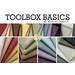 Photographed collage of the fabrics featured in the Toolbox Basics collection