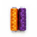 A coordinating purple and orange sparkling thread set