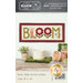 The front cover of the Bloom Where You're Planted Pattern showing the finished mat with the word BLOOM, replacing the L with a rainboot, and the double O's with large flowers.