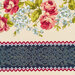 Border stripe with pink and blue flowers on cream with a navy border