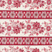 Tossed pink flowers on red stripes | Shabby Fabrics