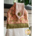 Details of the fabrics used and the button on the Sunlit Blooms Hanging Towel - Pink