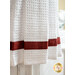 Red accent stripe and white waffle weave toweling on the Through the Years Hanging Towel
