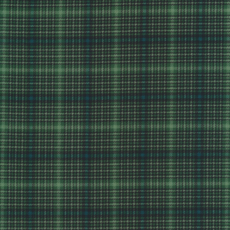 Green, blue, and black plaid fabric