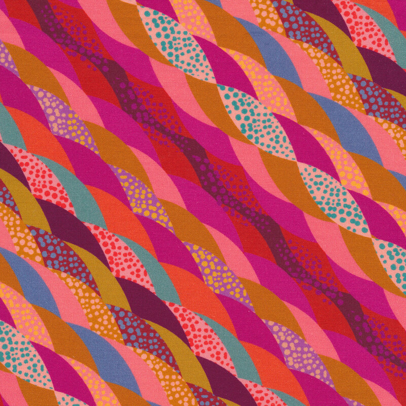Diagonal bright colorful stripes with different textures and patterns