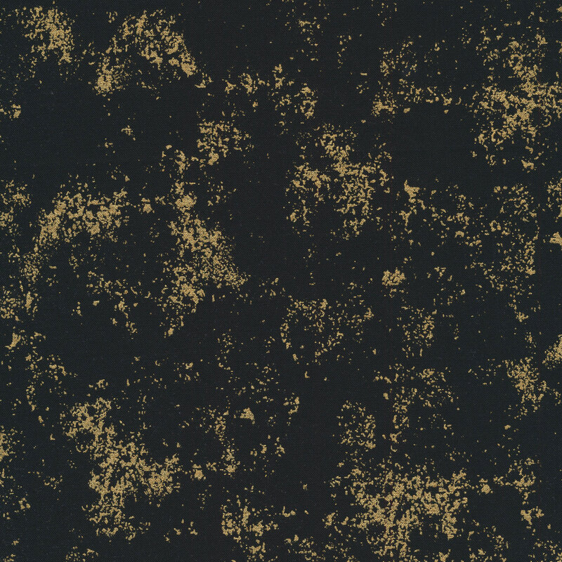 Fabric features black background with metallic accents | Shabby Fabrics