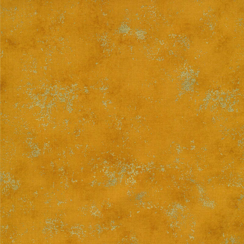 Fabric features tonal orange yellow background with metallic accents | Shabby Fabrics