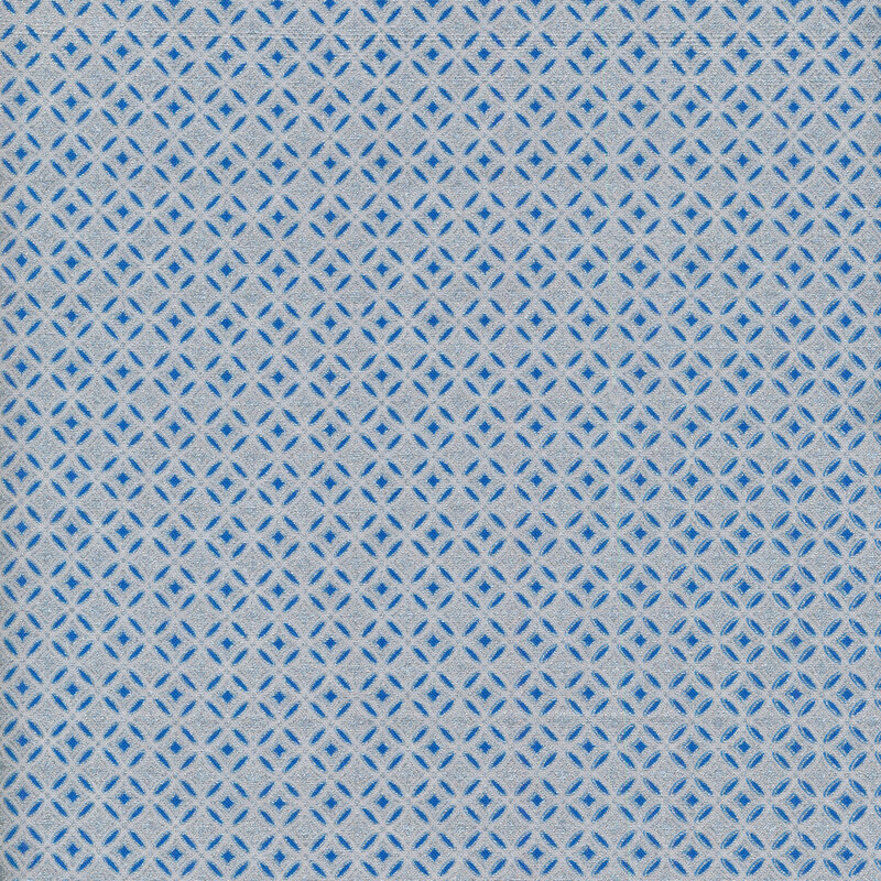 Metallic geometric pattern on a blue background