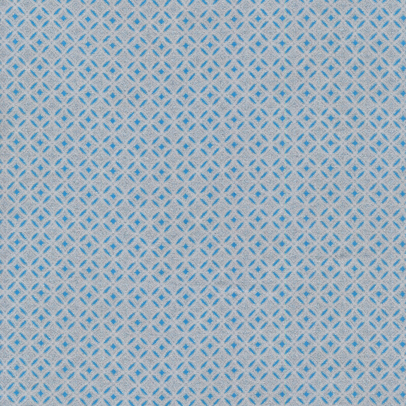 Metallic geometric pattern on a light blue background