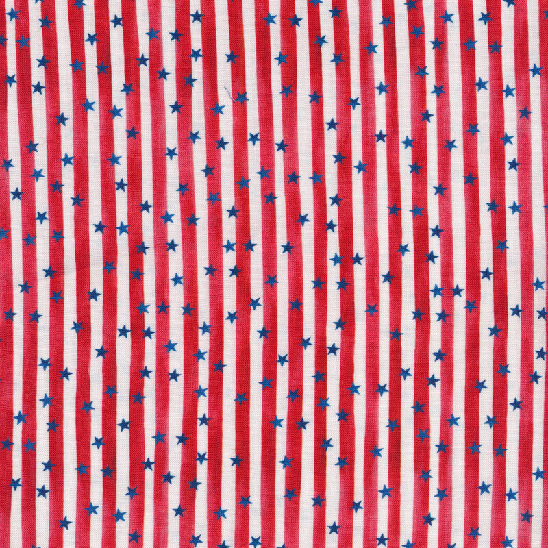 Red and white stripes with blue stars all over