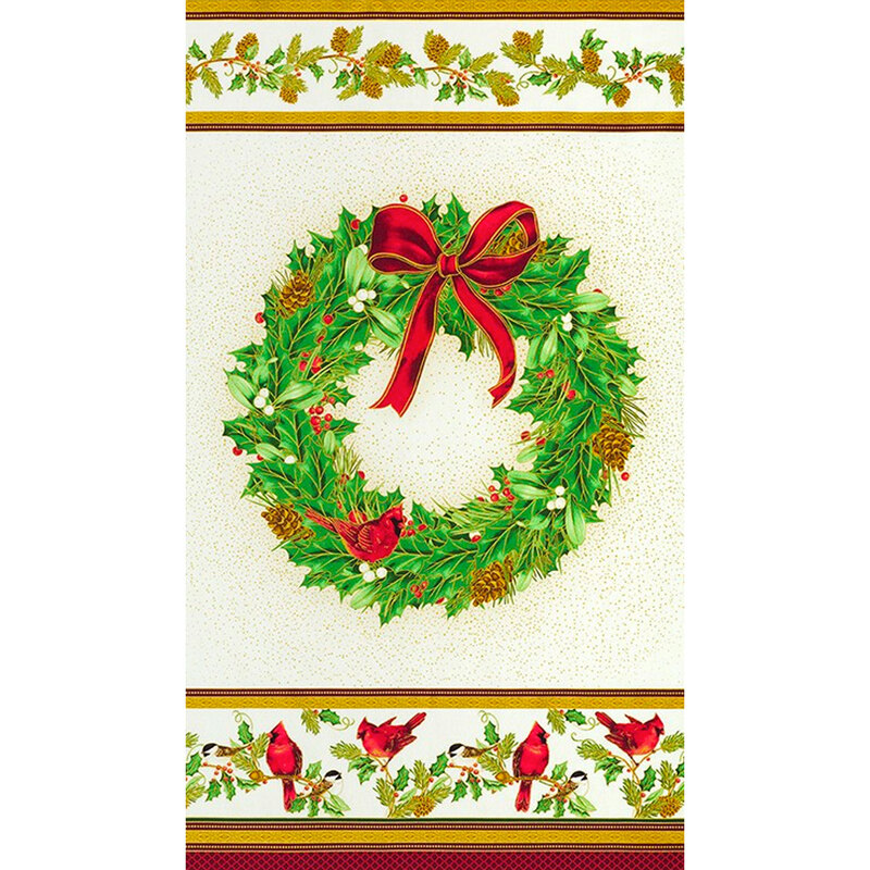 Holly leaf wreath with cardinals