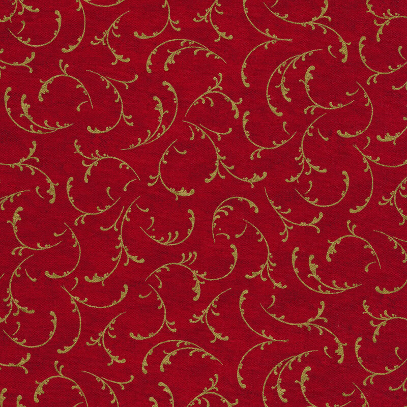 Metallic designs on a red background