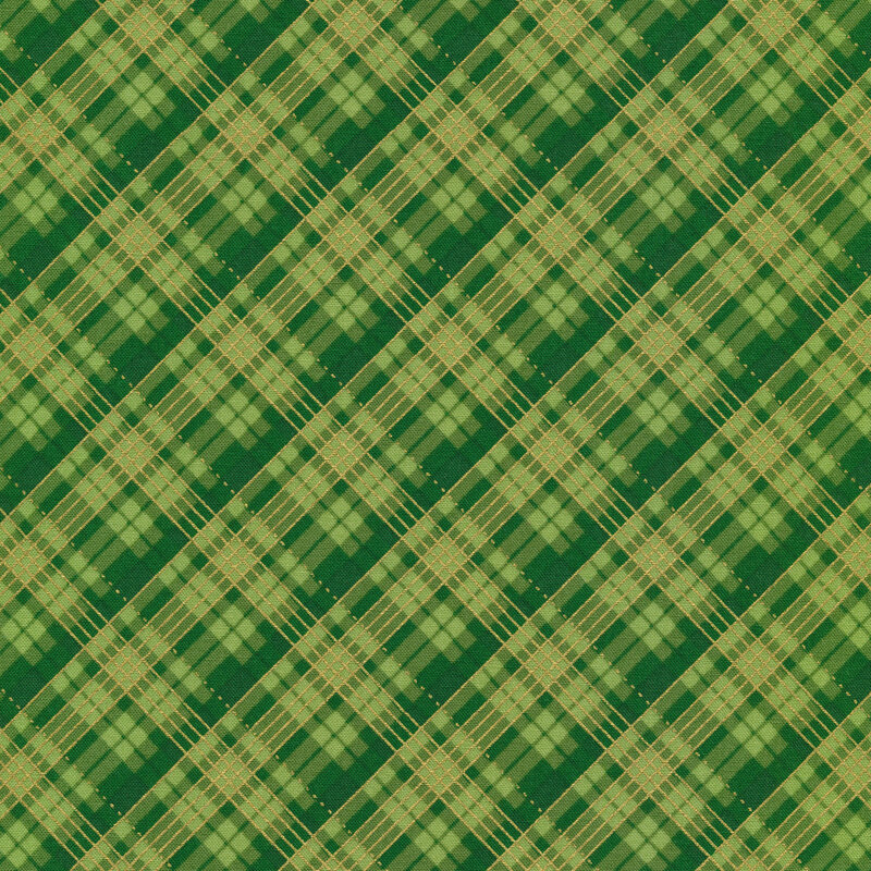 Tonal green plaid with metallic accents