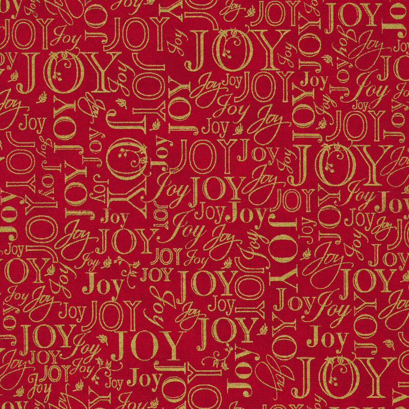 Metallic words on a red background