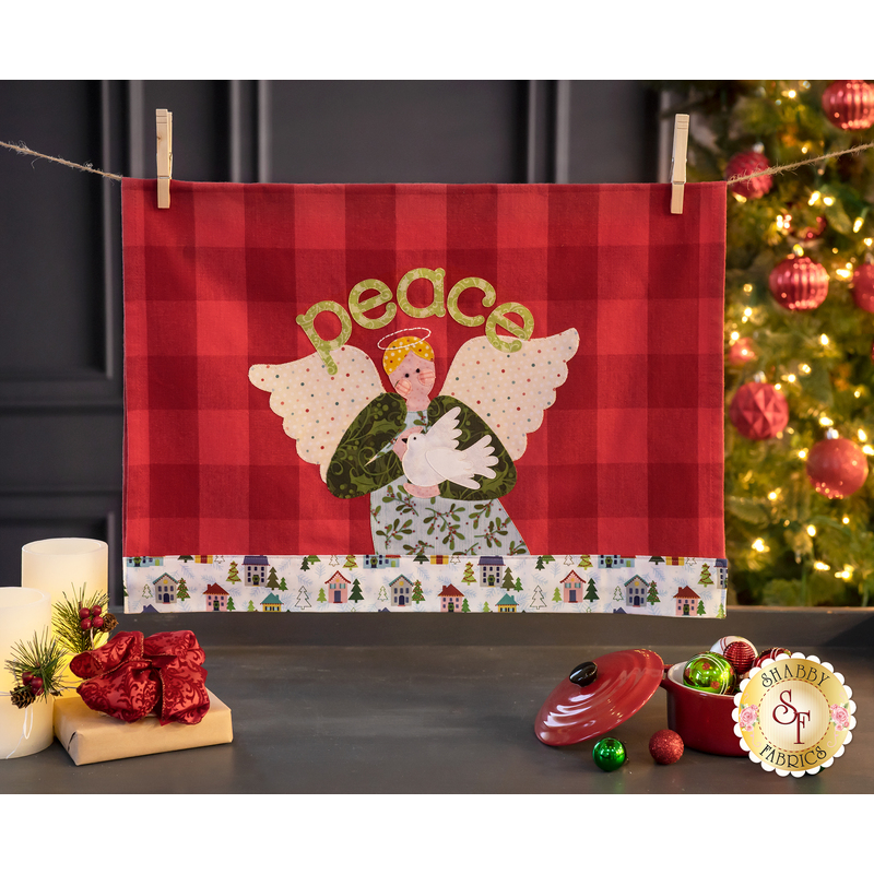 Christmas Tree Applique Kitchen Towel - Red Christmas Tea Towel