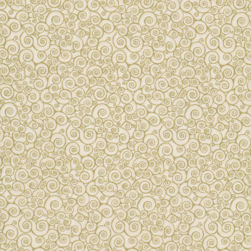 Metallic scrolls on a cream background