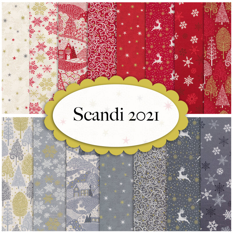 A collage of fabrics from the Scandi 2021 fabric collection