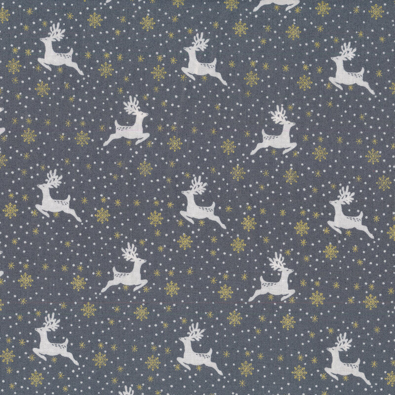 Reindeer and snowflakes on a red background