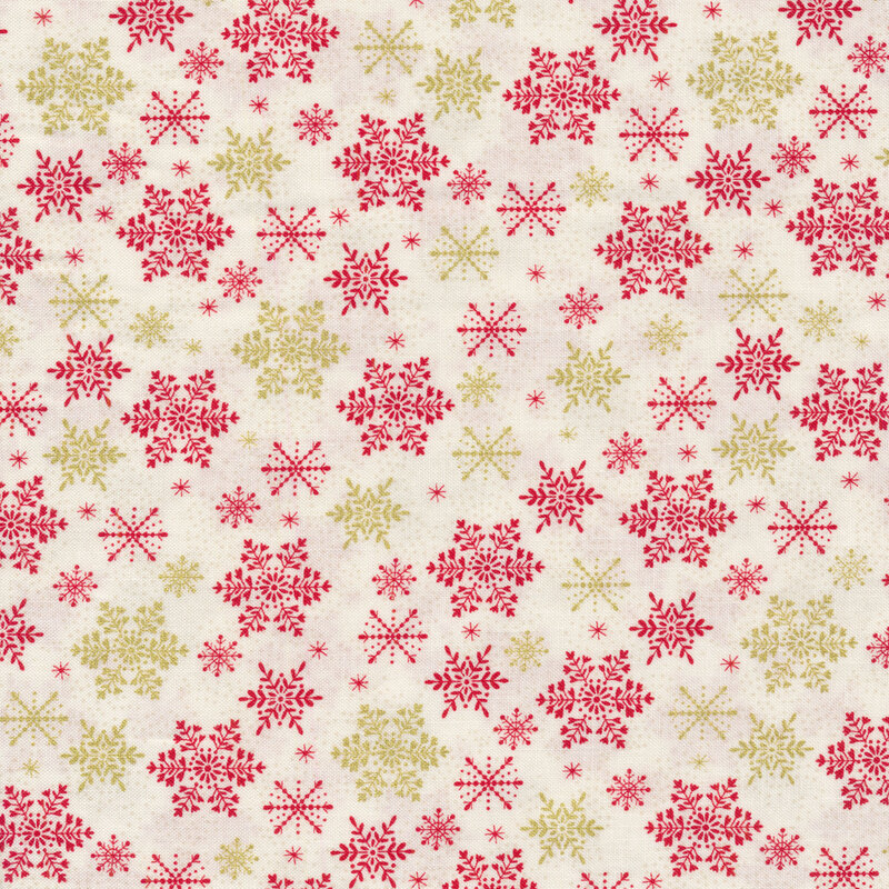 Red snowflakes on a white background