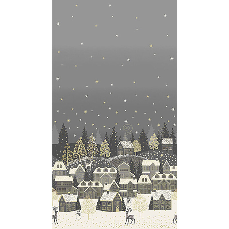 Scandinavian village on a gray background
