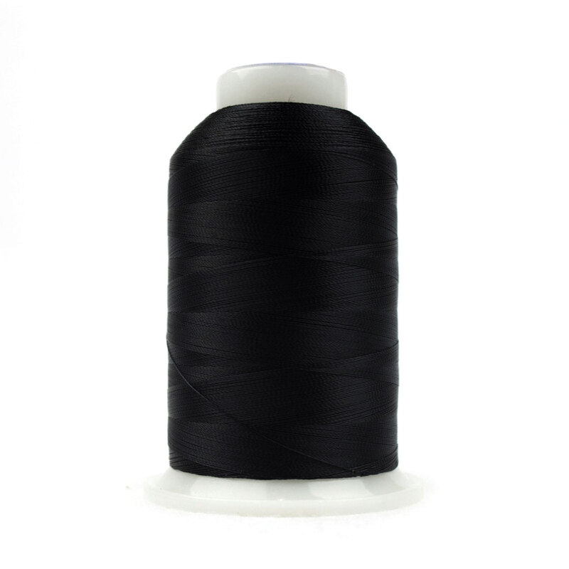 Spool of Black DecoBob Bobbin Thread on a white background