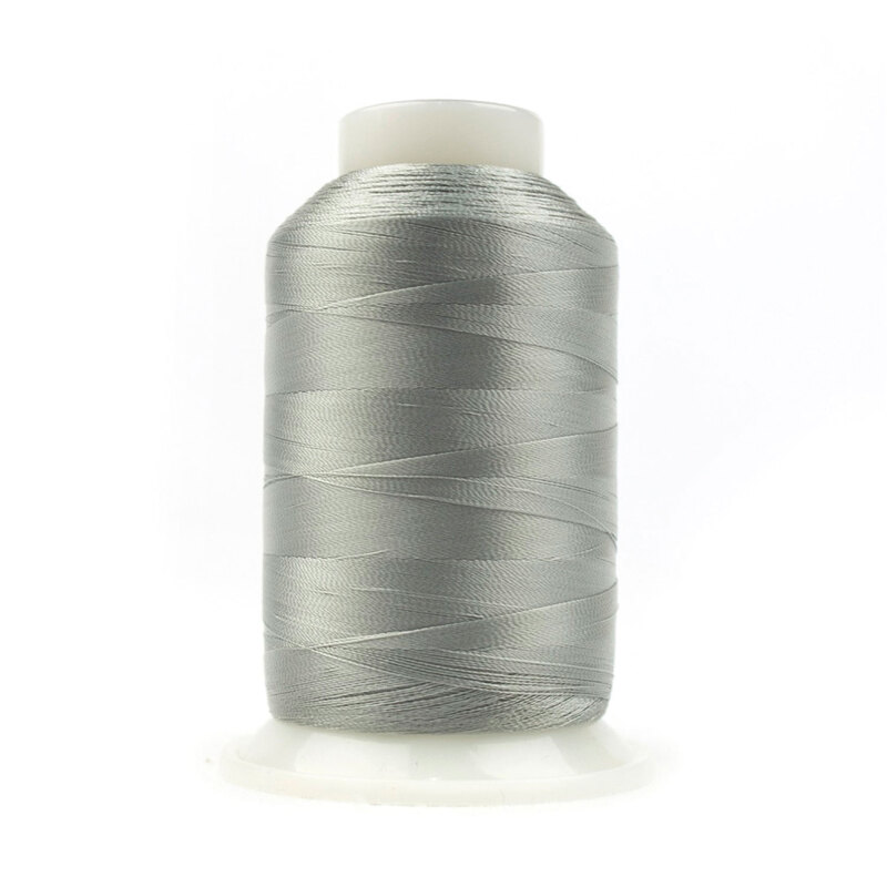 Spool of Gray DecoBob Bobbin Thread on a white background